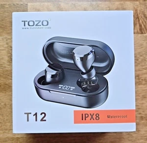 TOZO T12 Wireless Earbuds Bluetooth Touch Control In-Ear Headphones IPX8 New - Picture 1 of 4