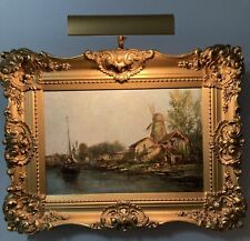 Signed Antique Oil Painting On Canvas, Depicting A windmill ,18”x12”