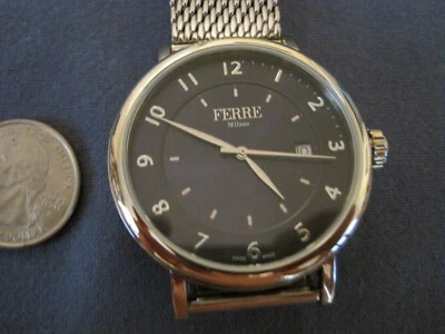 H629 mans stainless steel FERRE milano date watch bracelet - Image 1 of 4