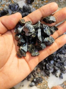 Black Lava loose Gems /10-30mm / Natural Volcanic Rock / Unique Texture / bold - Picture 1 of 7