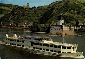 Rhein Schiff Rhine Ship Fahrgastschiff MS SOLARIS passiert Pfalz bei Kaub ~1970 - Picture 1 of 2