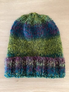 Boys Hand Knitted Hat Beanie/slouchy 3-5 years 22cm long Multicoloured 99 - Picture 1 of 4