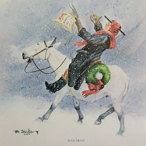 Framed Print "Yule Mule" Signed B. Shields 1976 Blue Matte Tennessee Mule Artist - Picture 1 of 9