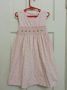 Pink Rare Editions Sz 6 Party Dress Floral Smocked Flowers Sleeveless V - Picture 1 of 6