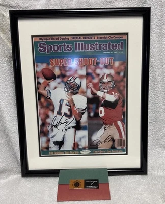 UDA Dan Marino & Joe Montana signed Sports Illustrated- Upper Deck COA w/frame - Image 1 of 4