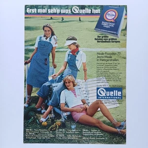 1977 Quelle Jeans Mode Metzgerstreifen Werbeanzeige Werbung Reklame Advertising - Picture 1 of 1