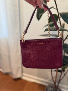 LODIS Umhängetasche burgunderrot genarbtes Leder mit Goldkette & Lederriemen rot - Bild 1 von 12