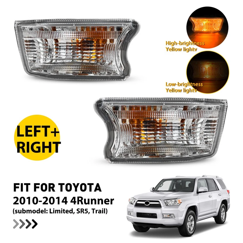 For 2010-2014 Toyota 4Runner Halogen Lamp Clear Lens 2Pcs Turn Signal Lights Set Foto 1 de 4