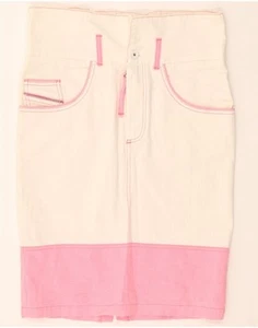 DIESEL Womens Denim Skirt W28 Medium White Colourblock Cotton CR15 - Picture 1 of 3