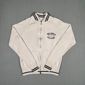 Polo Jeans Ralph Lauren Knit Sweater Full Zip Women’s Small Pastel Pink and Navy - Picture 1 of 10