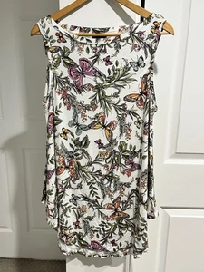 Camiseta sin mangas Lane Bryant Swing 14/16 mariposas floral sin mangas elástica - Imagen 1 de 8