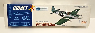 COMET P-51 MUSTANG 18" WINGSPAN #3204 NEW FLYING BALSA WOOD AIRPLANE MODEL KIT - Image 1 of 2