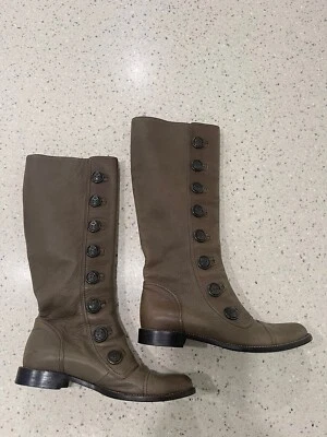 Dolce & Gabbana Botas de Montar Altas de Cuero Verde Botones Diseñador Militar Talla 38 Foto 1 de 4