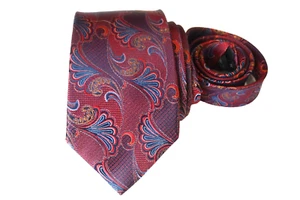 BRUNO PIATTELLI MEN'S TIE BURGUNDY/FLORAL Width: 3.50" Length: 68" XL - Picture 1 of 3