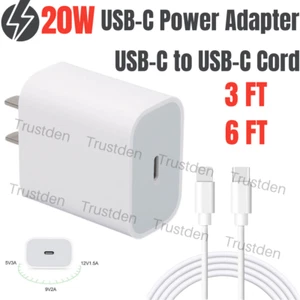 Type-C Cord 20W USB-C Power Adapter Block For iPad Pro Android Fast Wall Charger - Picture 1 of 16