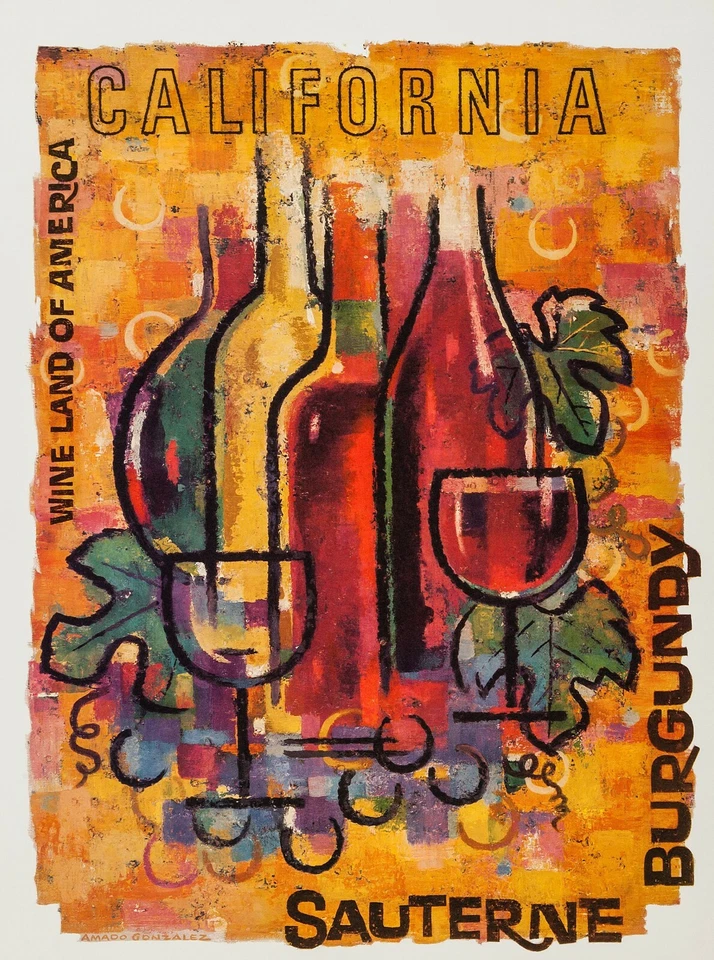 Vintage Look Wines of California NEW Metal Sign: Sauterne Burgundy - Image 1 of 1