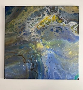 Titled "Celestial Tides" Abstract Original Acrylic Painting 10" X 10" on Canvas - Picture 1 of 6