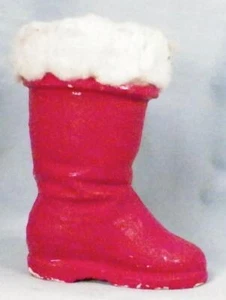 Santa Claus Boot Christmas Decoration Red Press Cardboard Vintage Cotton Fur #9 - Picture 1 of 6