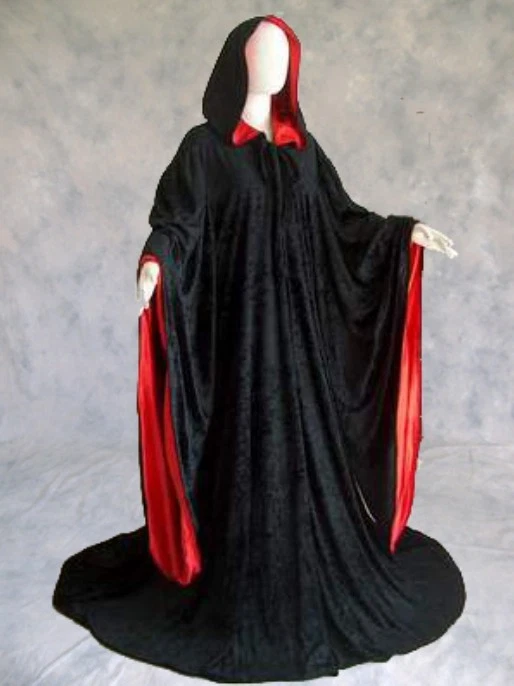 ¡Nuevo Stock! Capa negra con capucha capa batas de mago disfraces forrados en 10 colores Foto 1 de 4