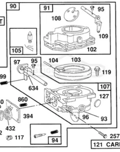 CARBURADOR CARB SIMPLICITY 6118 1690598 Cortacésped 18HP W Briggs Stratton 18 HP - Imagen 1 de 6
