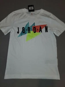 NIKE AIR JORDAN GEO FLIGHT TEE KIDS WHITE T-SHIRT 95A562 001 MEDIUM NEW - Picture 1 of 4