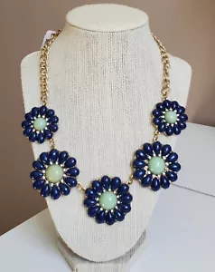 NWT - COOKIE LEE Blue Flower Pendtants on gold tone NECKLACE - 18 1/2" - Picture 1 of 4
