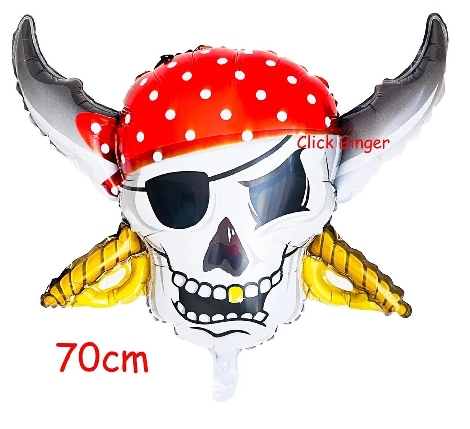 Pirate Skull Foil Balloon Skull and Crossbones Halloween 70cm Helium Quality - image 1 of 3