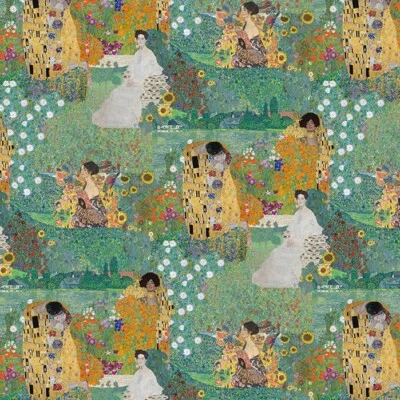 Famous Painting Gustav Klimt Art Patterned Fabric made in Korea by Half Yard - Image 1 of 4