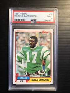 Harold Carmichael 1981 Topps #35 PSA 9 MINT NFL HOF Eagles Low Graded Pop