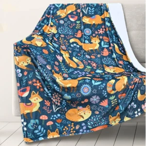 RosieLily Fox Blanket Soft Fox Throw Navy Blue 60"x80" NEW in Sealed Package - Picture 1 of 6