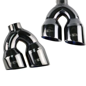 Par de puntas de escape L+R Universal 2,5"" ID 4"" OD punta de silenciador doble negro - Imagen 1 de 11