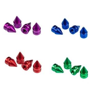 4x Pointed Spike Bullet Valve Stem Cap Cover Tire Wheel Aluminum Car/Truck Small - Picture 1 of 6