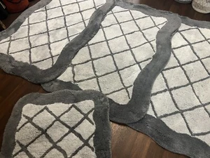 X ROMANY GYPSY WASHABLES GERMAN MATS TRAVELLER RUGS THICK SETS OF 4 GREY/SILVER - Picture 1 of 5