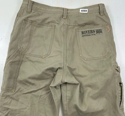 Pantalones de carpintero Rivers Industrial Wear cargo 32x30 para hombre de lona relajados sueltos Foto 1 de 4