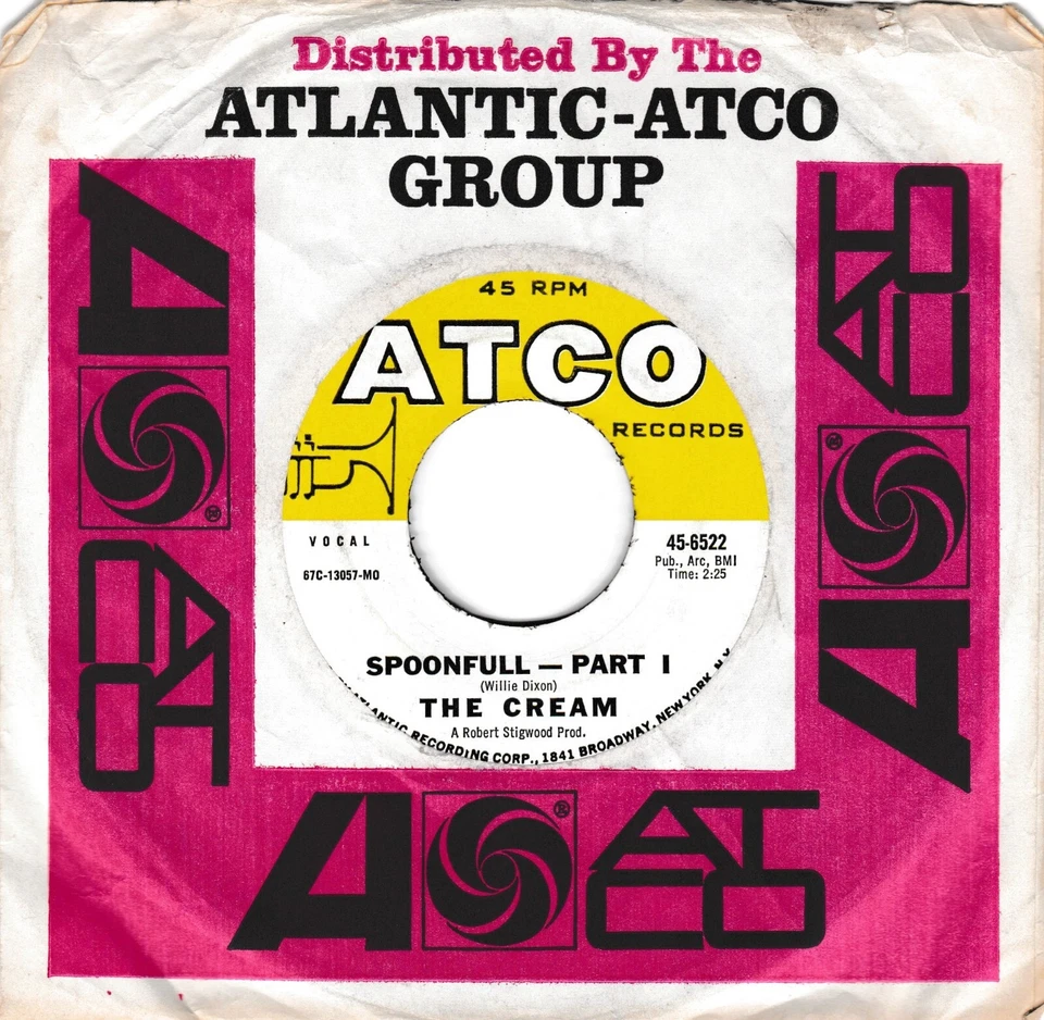 CREAM   SPOONFUL  1967 45 WITH FACTORY SLEEVE   ERIC CLAPTON    JACK BRUCE Foto 1 de 1