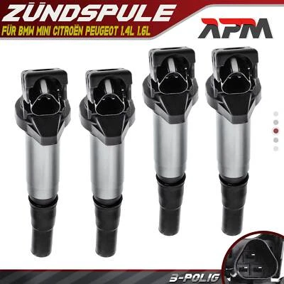 4x Zündspule für BMW Mini Citroën Berlingo C3 C4 C5 DS3 DS4 DS5 Peugeot 1.4 1.6 - Bild 1 von 4