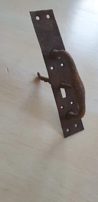 Ancienne Poignée de Porte 1900 clenche Fer Forgé Art Déco Objet du XXème Rare BE - Photo 1/3