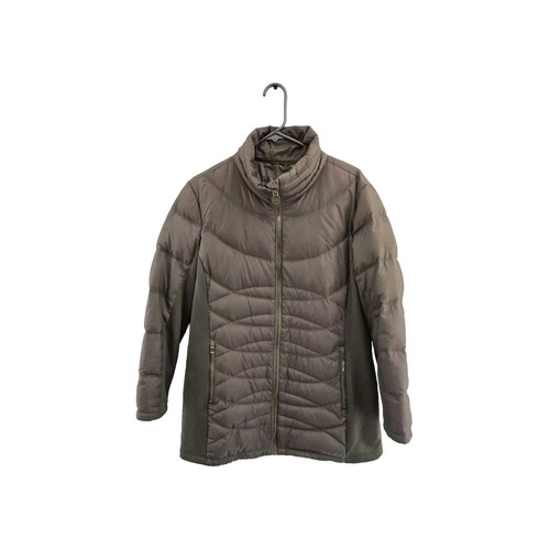 Cappotto trapuntato Michael KORS TAN manica lunga puff cerniera oro. Donna XL. Nuovo senza etichette
