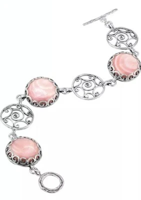 NWOT OR PAZ STERLING SILVER 925 PINK MOTHER OF PEARL BRACELET 7.25" ISRAEL PZ Au - Image 1 of 4