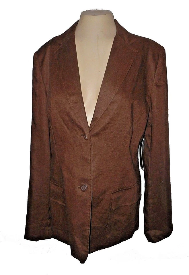 New Blazer, Madison Studio, Brown 100%-Linen Lined MSRP-$94.00  14 - Imagem 1 de 4