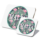 1 Placemat And 1 Coaster Set Malta Tropical Flamingos Exotic Travel 58942