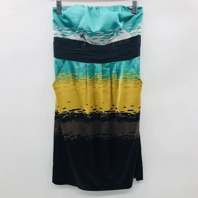 Vestido The Limited para mujer talla XS estampado bloques de colores sin tirantes bolsillos satinados 431 Foto 1 de 4