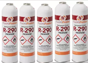 R–290, (5) Large 14 oz. Cans, FluoroFusion, Refrigerant Grade Propane - Picture 1 of 1