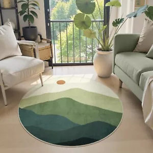 Circle Rug 3ft Small Round Rugs Non Slip Washable Abstract Mountain Round Car... - Picture 1 of 8