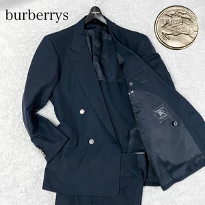 Burberry Set up Suit Jacket Pant Silver Button Double Summer Wool Navy 165AB4 - Picture 1 of 16