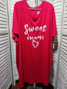 Catherines Damen Schlafshirt Größe 5X Rot Sweet Dreams Kurzarm Nachthemd  - Bild 1 von 15