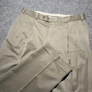 Vintage Brooks Brothers Pants Mens 35x30 Beige Wool Dress Slacks Pleated Cuffed - Picture 1 of 12