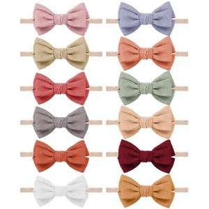Baby Girl Headbands and Bows, Newborn Infant Toddler Nylon Elastics Hairbands... - Picture 1 of 7