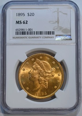 Золотая монета США 1895 Liberty $20 NGC MS62 отличная монета!! - Изображение 1 из 4