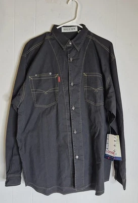 Camisa Western Negra De Colección Bugle Boy Manga Larga Metal Abotonada Para Hombre Talla L NUEVA Foto 1 de 4